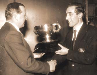 James accepts the Solo Champions cup for the second time in 1960