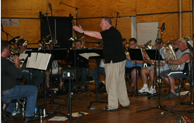 Simon Kerwin rehearsing the band
