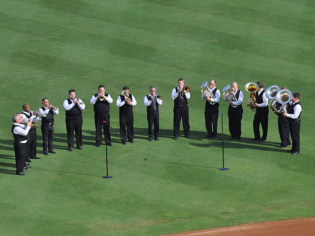 Texas Star Band on the field of play Texas Star Band on the field of play