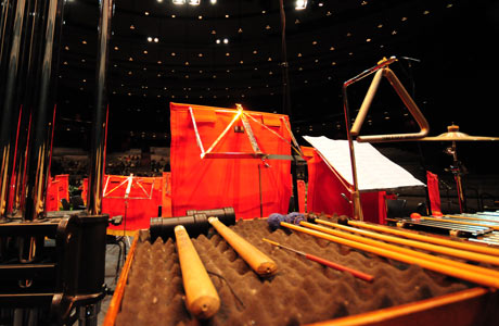Set up for the percussion teams