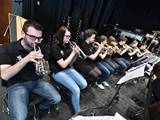 European Youth Brass Band rehearsing at the Kultur & Burgerhaus Delcanto Hall in 

Denzlingen