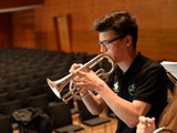 European Youth Brass Band rehearsing at the Kultur & Burgerhaus Delcanto Hall in 

Denzlingen