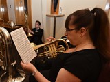 17. Carlton Main Frickley Colliery (Phillip McCann) Principal Cornet: Kirsty Abbotts warms up before taking the stage